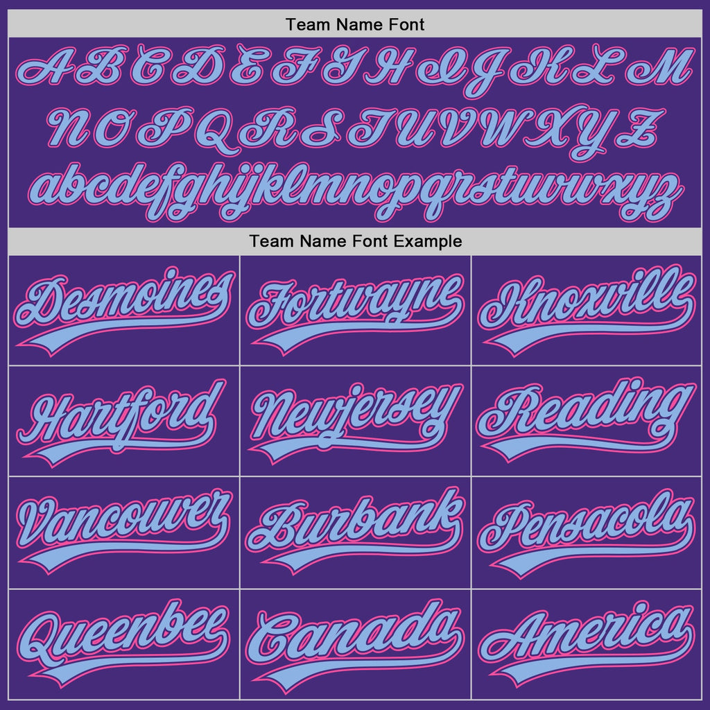 Custom Purple Pink-Light Blue Authentic Baseball Jersey