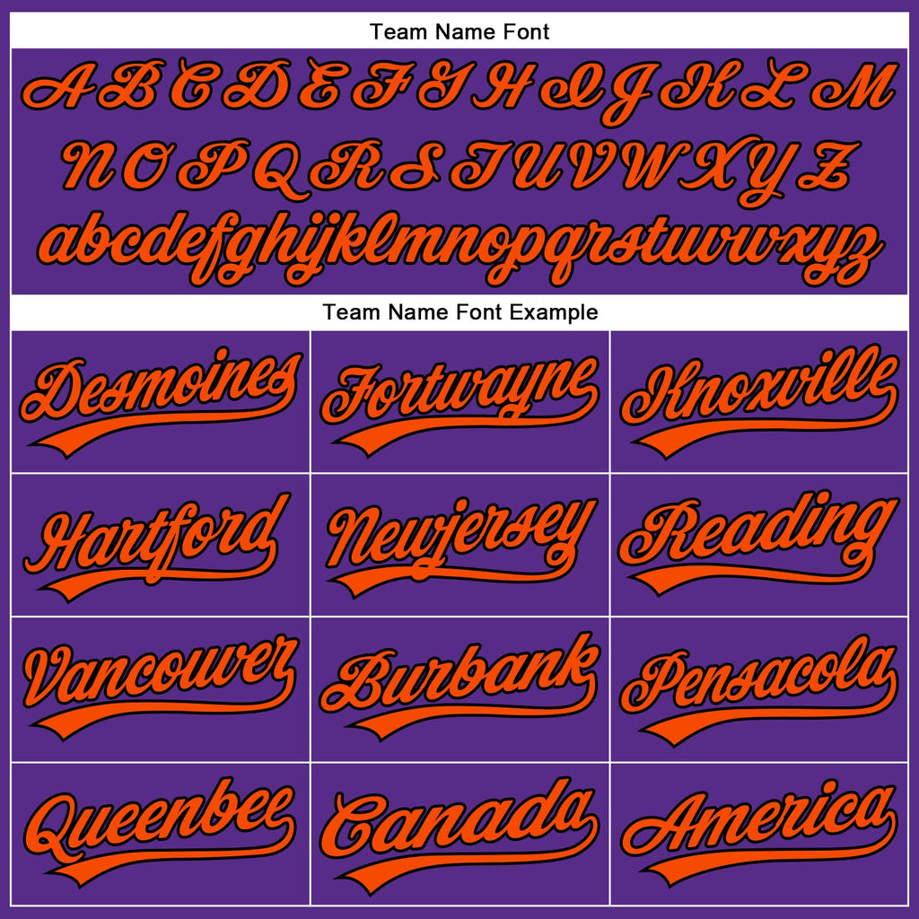 Custom Purple Black Pinstripe Orange Authentic Baseball Jersey