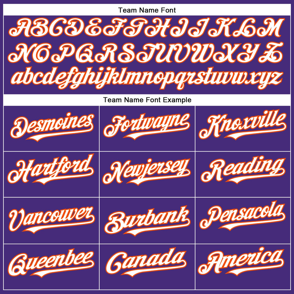 Custom Purple White-Orange Authentic Baseball Jersey