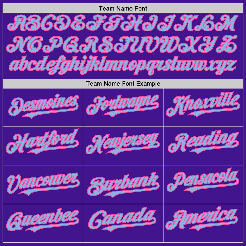 Custom Purple Light Blue-Pink Mesh Authentic Throwback Baseball Jersey