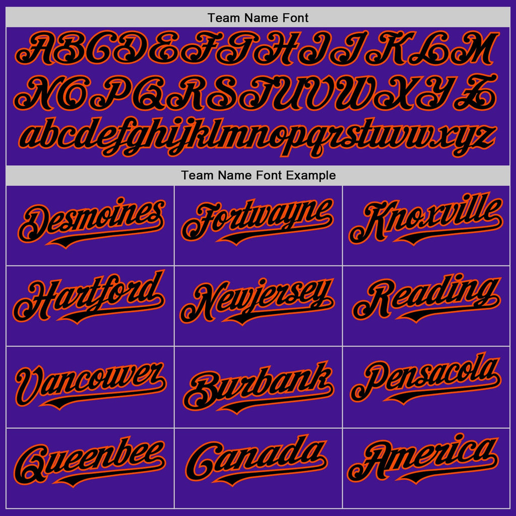 Custom Purple Black-Orange Mesh Authentic Throwback Baseball Jersey