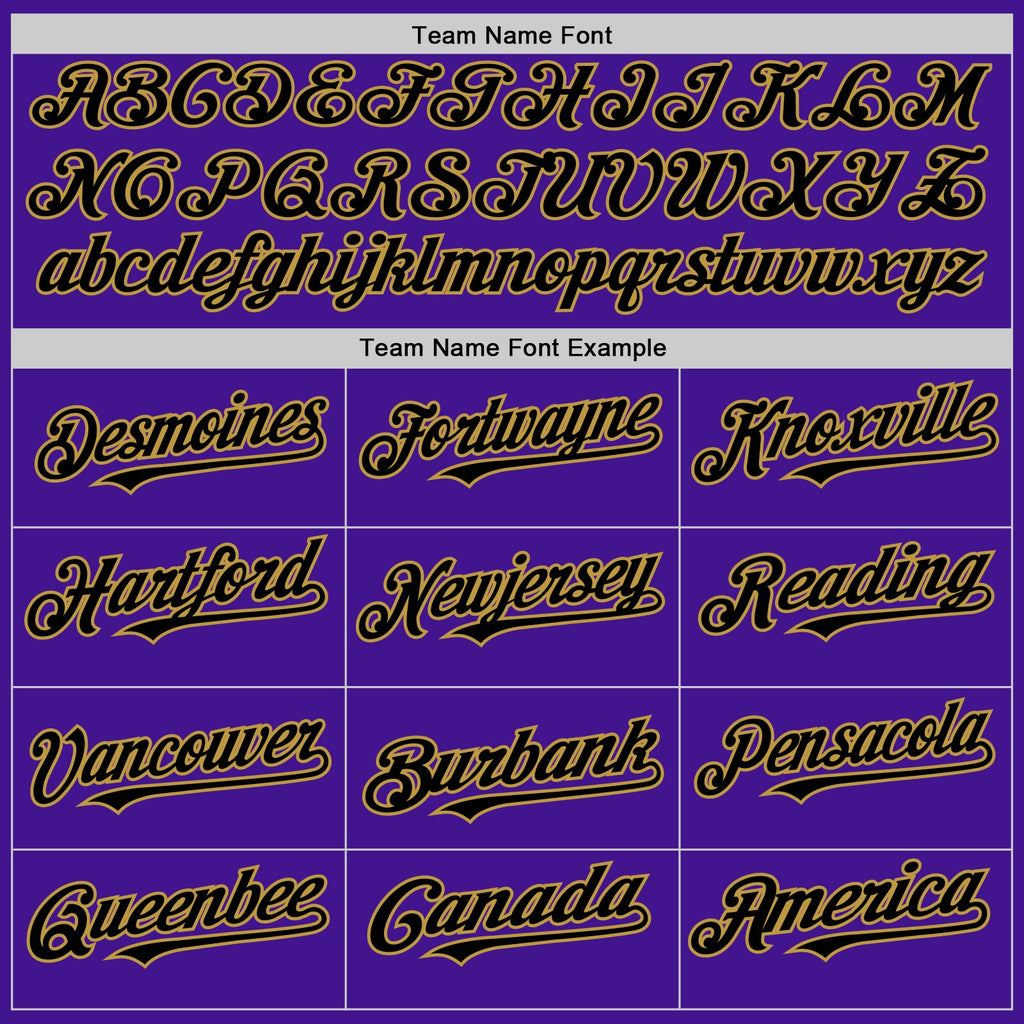 Custom Purple Black-Old Gold Mesh Authentic Throwback Baseball Jersey