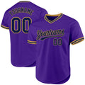 Custom Purple Navy-Old Gold Authentic Throwback Baseball Jersey