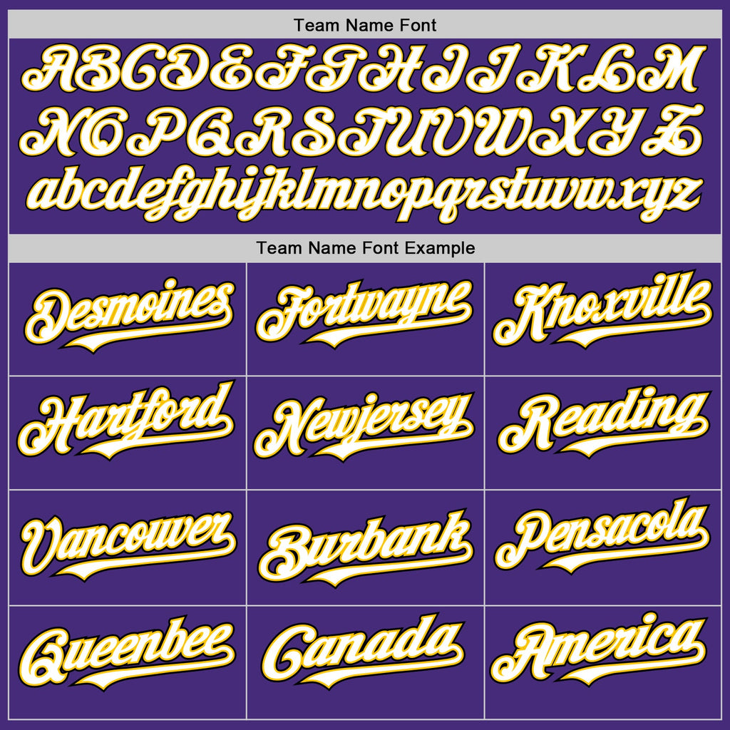 Custom Purple White Yellow-Black Authentic Baseball Jersey