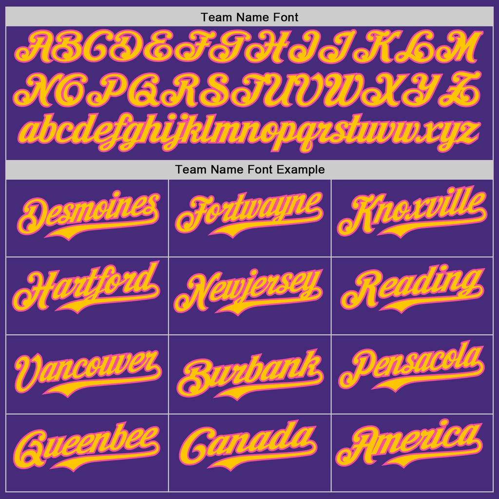 Custom Purple Yellow-Pink Authentic Baseball Jersey