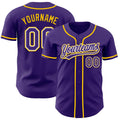 Custom Purple White-Yellow Authentic Baseball Jersey