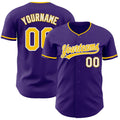 Custom Purple Yellow-White Authentic Baseball Jersey