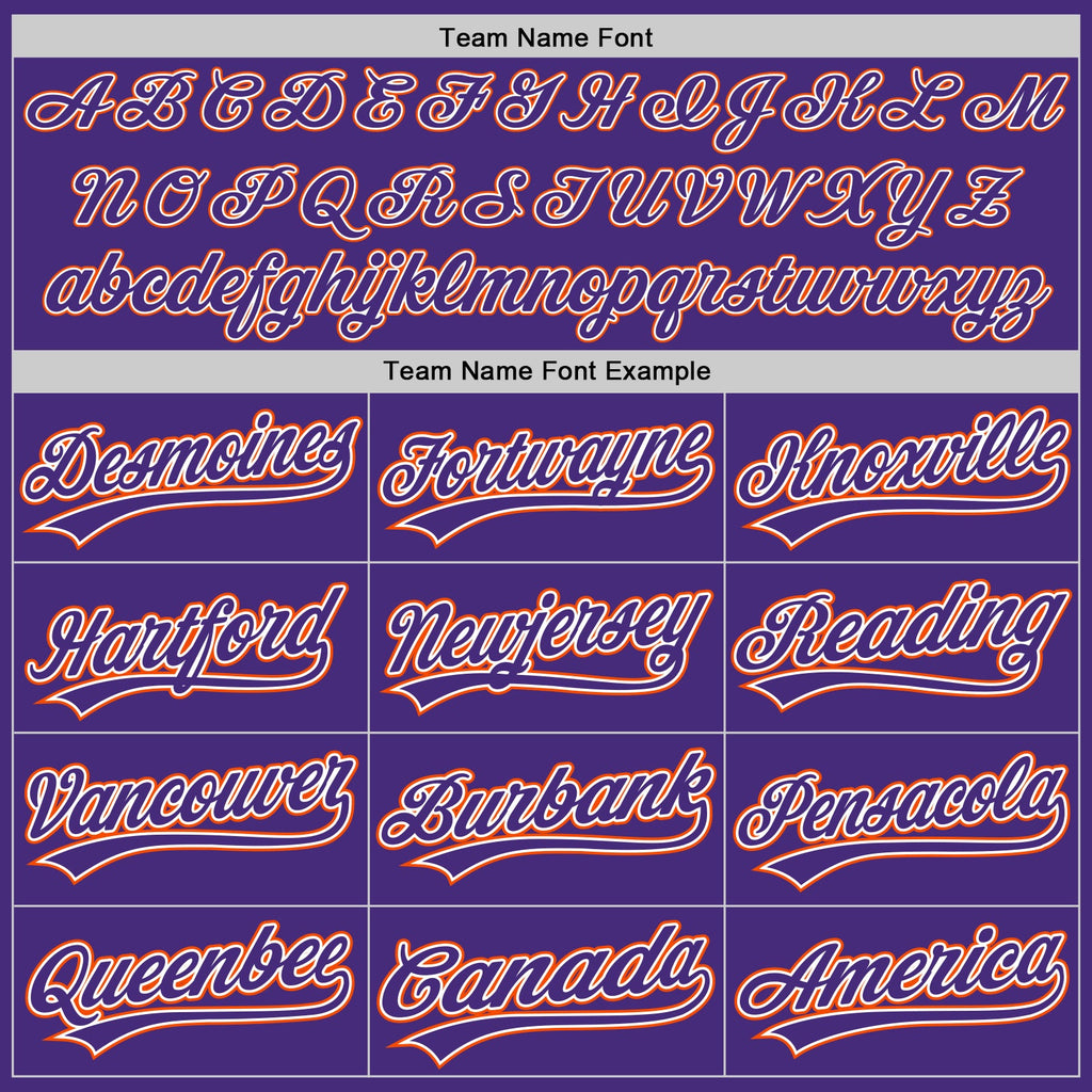 Custom Purple White-Orange Authentic Baseball Jersey