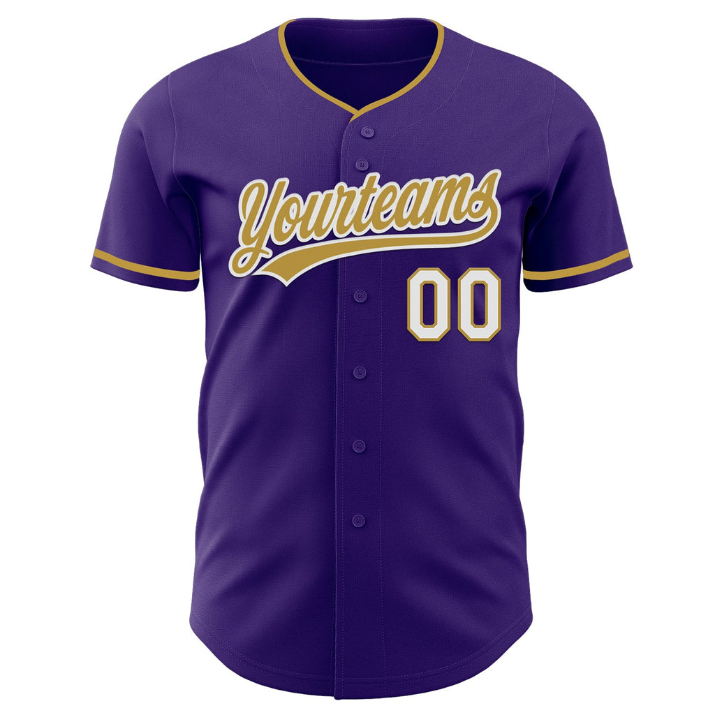 Custom Purple Old Gold-White Authentic Baseball Jersey