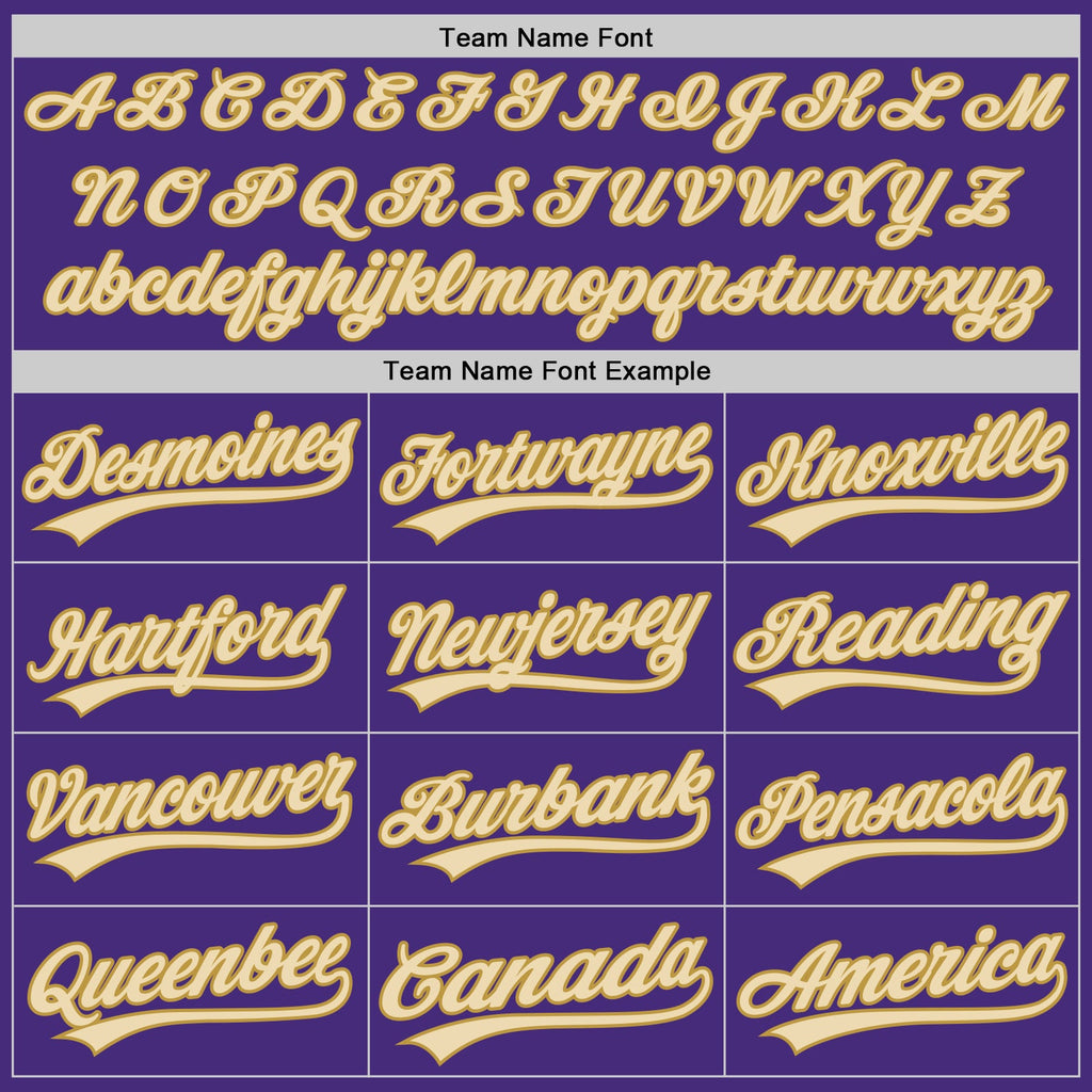 Custom Purple Cream-Old Gold Authentic Baseball Jersey