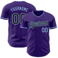 Custom Purple Black-Light Blue Authentic Baseball Jersey