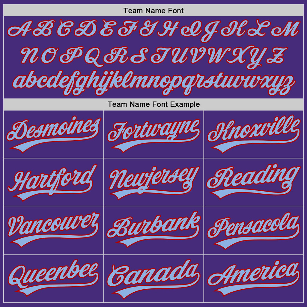 Custom Purple Light Blue-Red Authentic Baseball Jersey