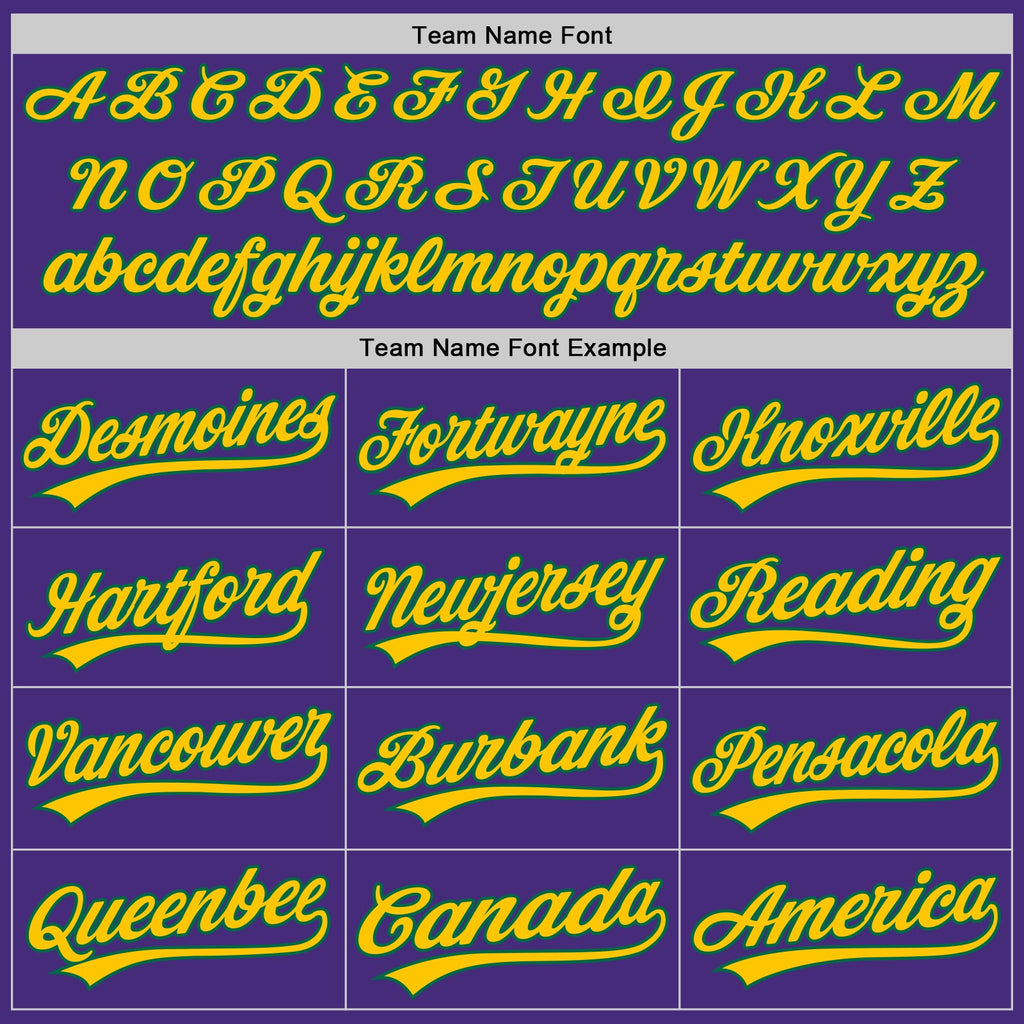 Custom Purple Yellow-Kelly Green Authentic Baseball Jersey