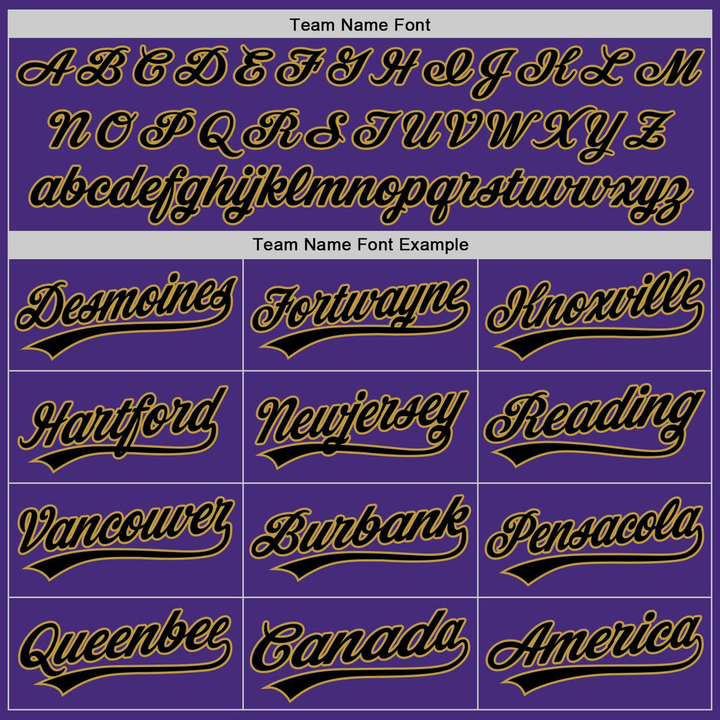 Custom Purple Black-Old Gold Authentic Baseball Jersey