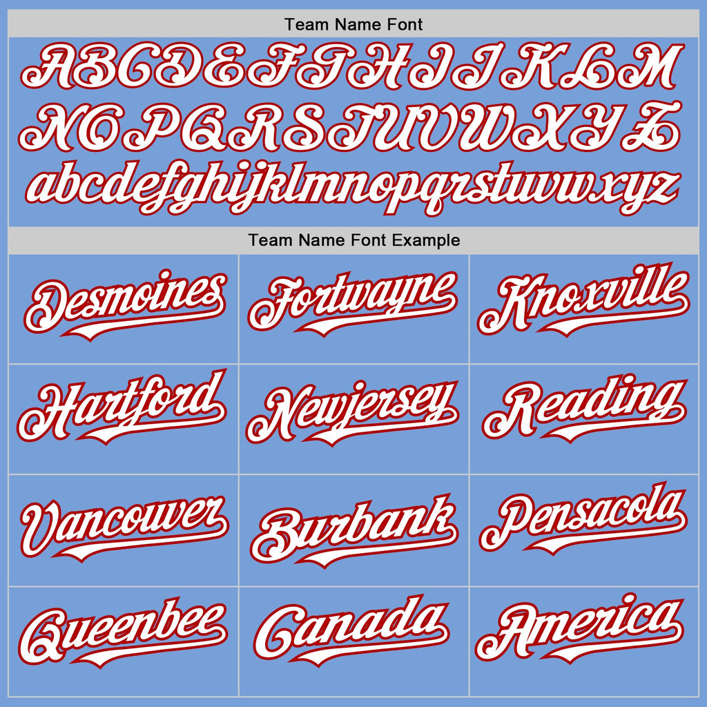 Custom Light Blue White-Red Authentic Raglan Sleeves Baseball Jersey