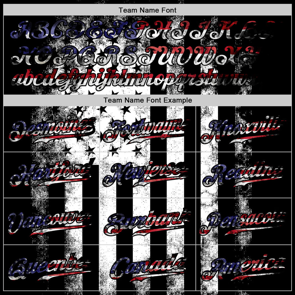 Custom Black USA Flag-White Patriotic Distressed Grunge Desert Camouflage Raglan Sleeves Authentic Baseball Jersey