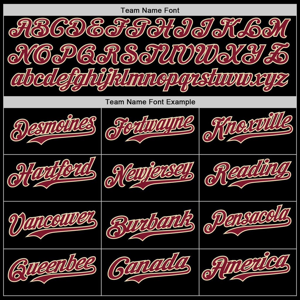 Custom Black Crimson-Cream Star Raglan Sleeves Authentic Baseball Jersey