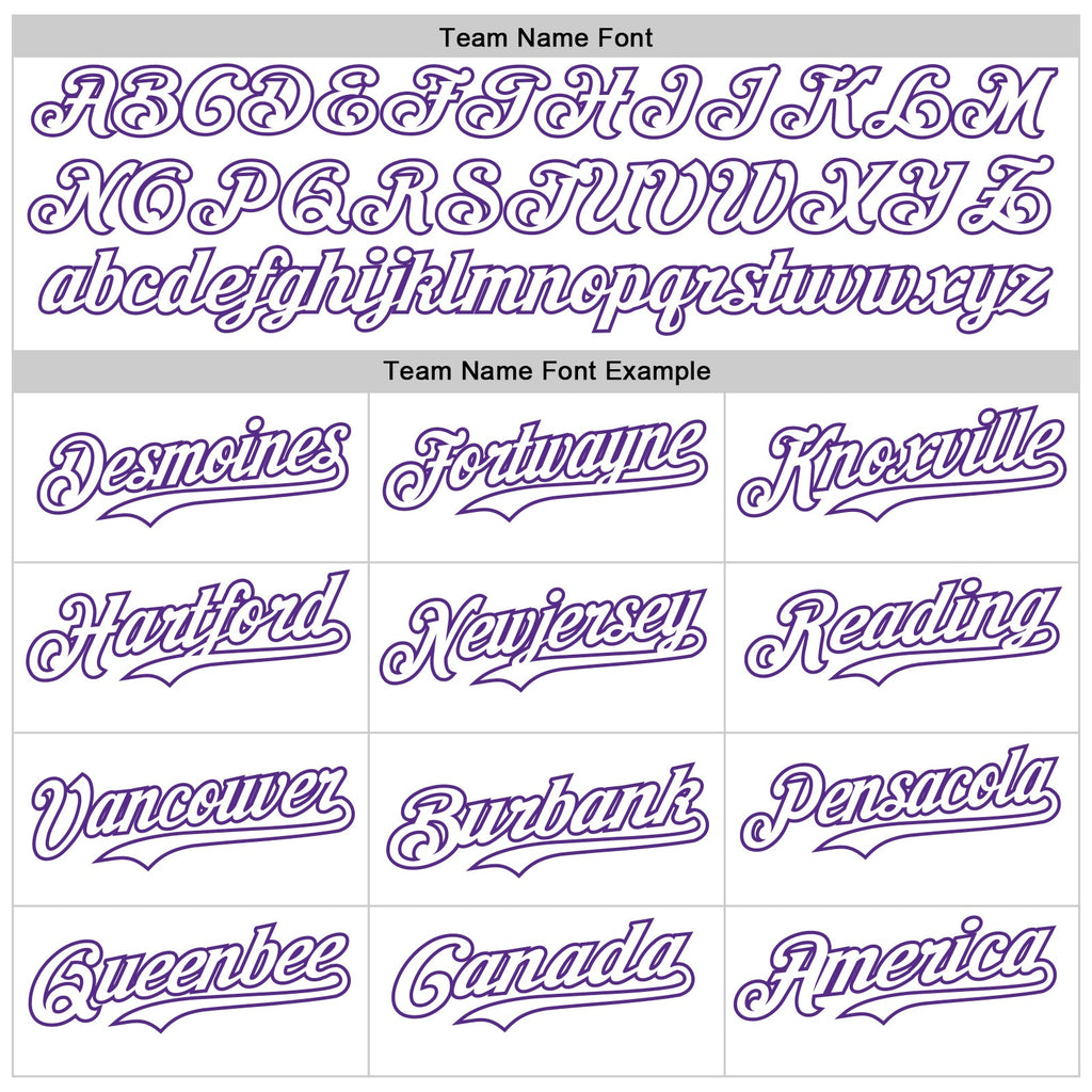 Custom White Purple Star Raglan Sleeves Authentic Baseball Jersey