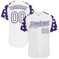 Custom White Purple Star Raglan Sleeves Authentic Baseball Jersey