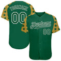 Custom Green White-Old Gold Star Raglan Sleeves Authentic Baseball Jersey