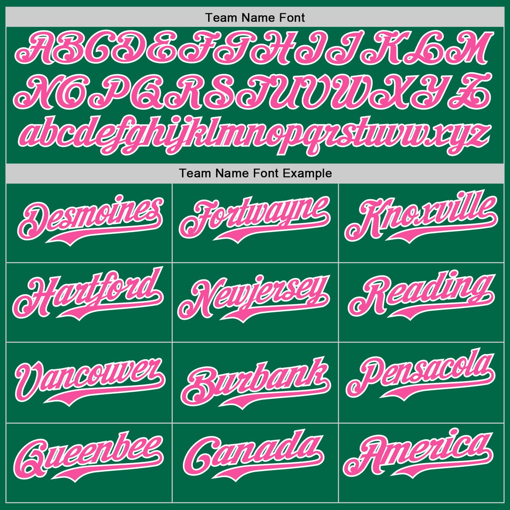 Custom Green Pink-White Star Raglan Sleeves Authentic Baseball Jersey