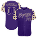 Custom Purple Cream Star Raglan Sleeves Authentic Baseball Jersey