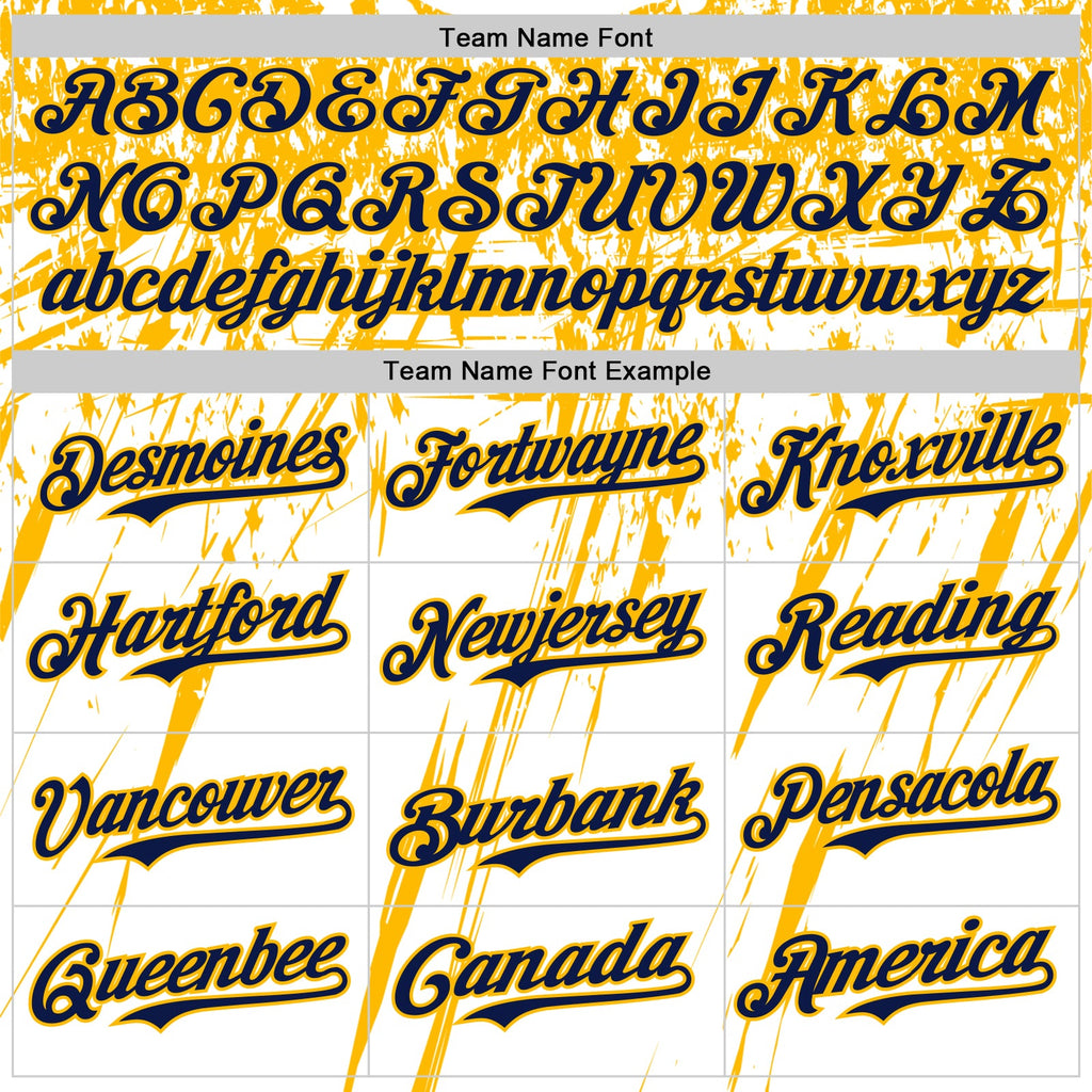 Custom White Navy-Gold Splatter Brush Stroke Star Raglan Sleeves Authentic Baseball Jersey