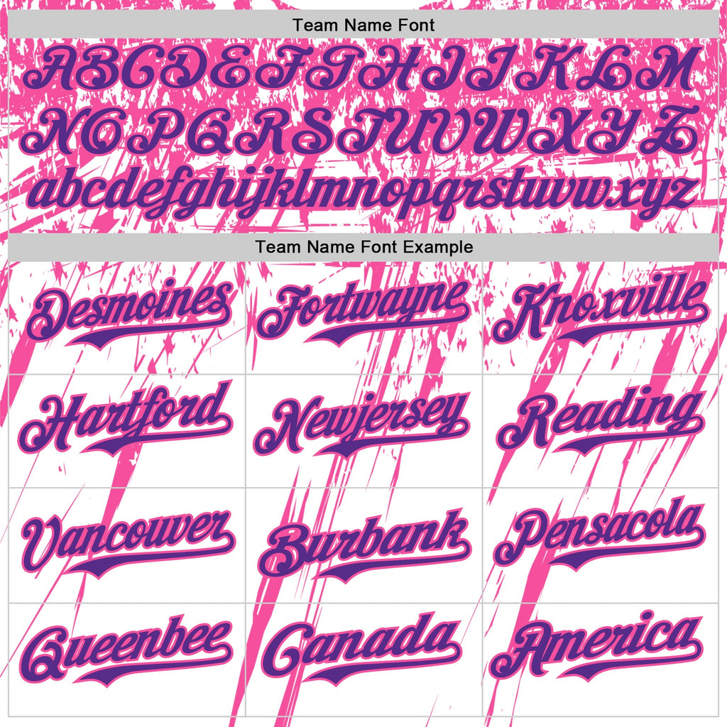 Custom White Purple-Pink Splatter Brush Stroke Star Raglan Sleeves  Authentic Baseball Jersey