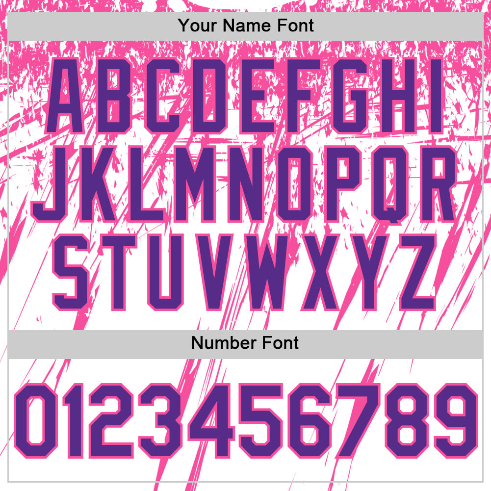 Custom White Purple-Pink Splatter Brush Stroke Star Raglan Sleeves  Authentic Baseball Jersey
