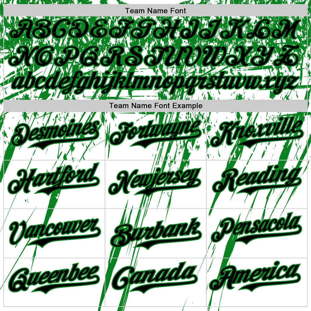 Custom White Black-Grass Green Splatter Brush Stroke Star Raglan Sleeves Authentic Baseball Jersey