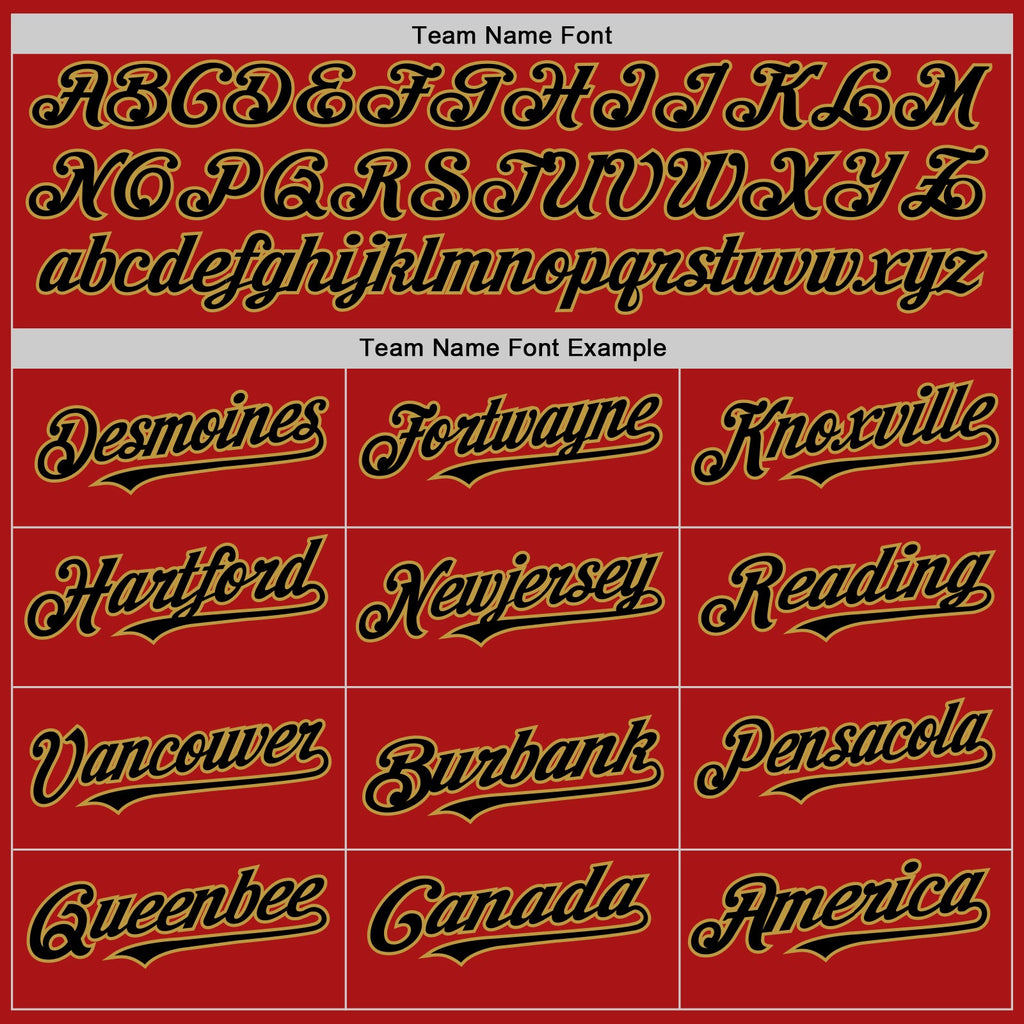 Custom Red Black-Old Gold Mesh Authentic Throwback Baseball Jersey