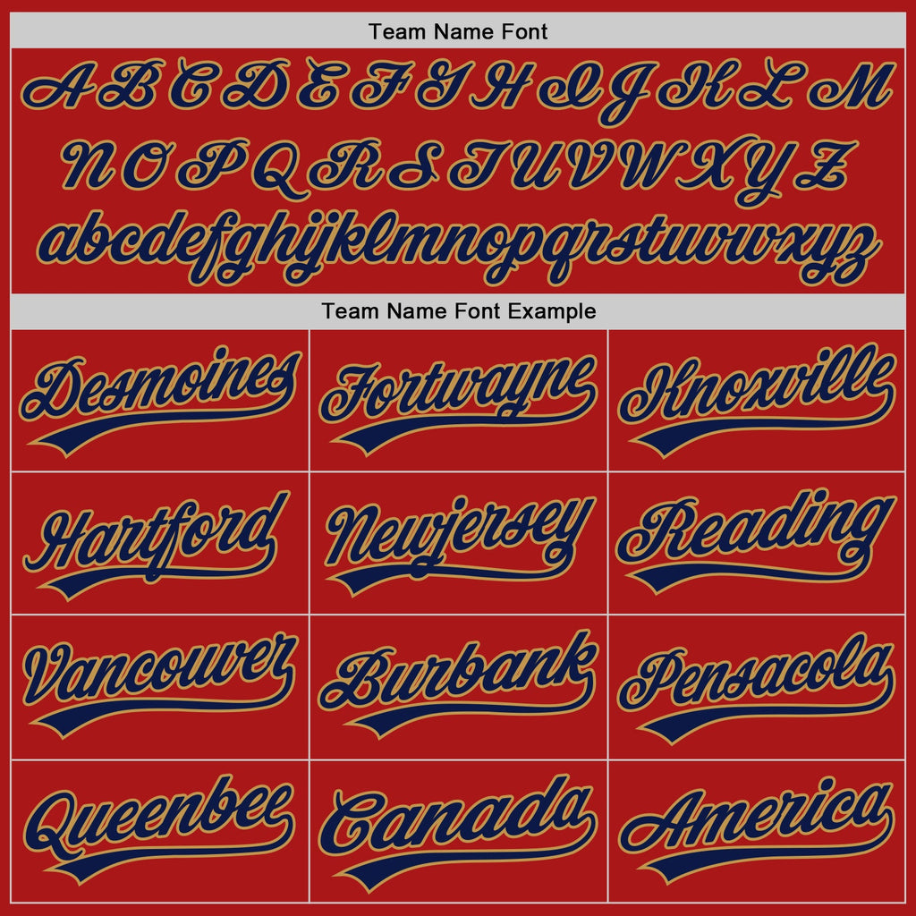 Custom Red Navy-Old Gold Authentic Throwback Baseball Jersey