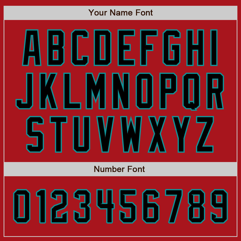 Custom Red Black-Teal Authentic Baseball Jersey