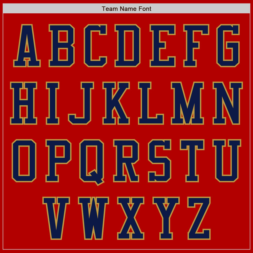 Custom Red Navy-Old Gold Authentic Baseball Jersey