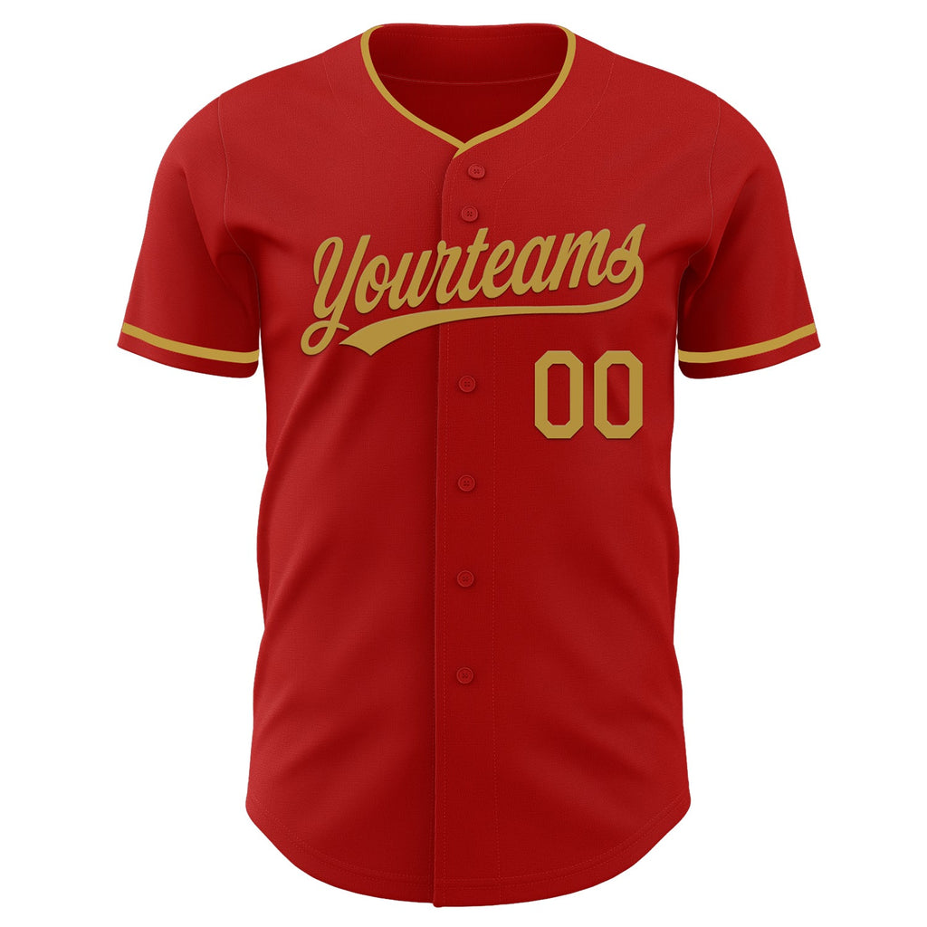 Custom Red Old Gold Authentic Baseball Jersey