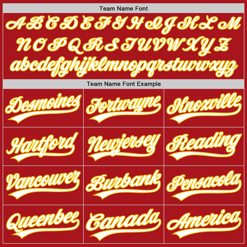 Custom Red White-Yellow Authentic Baseball Jersey