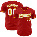 Custom Red White-Yellow Authentic Baseball Jersey
