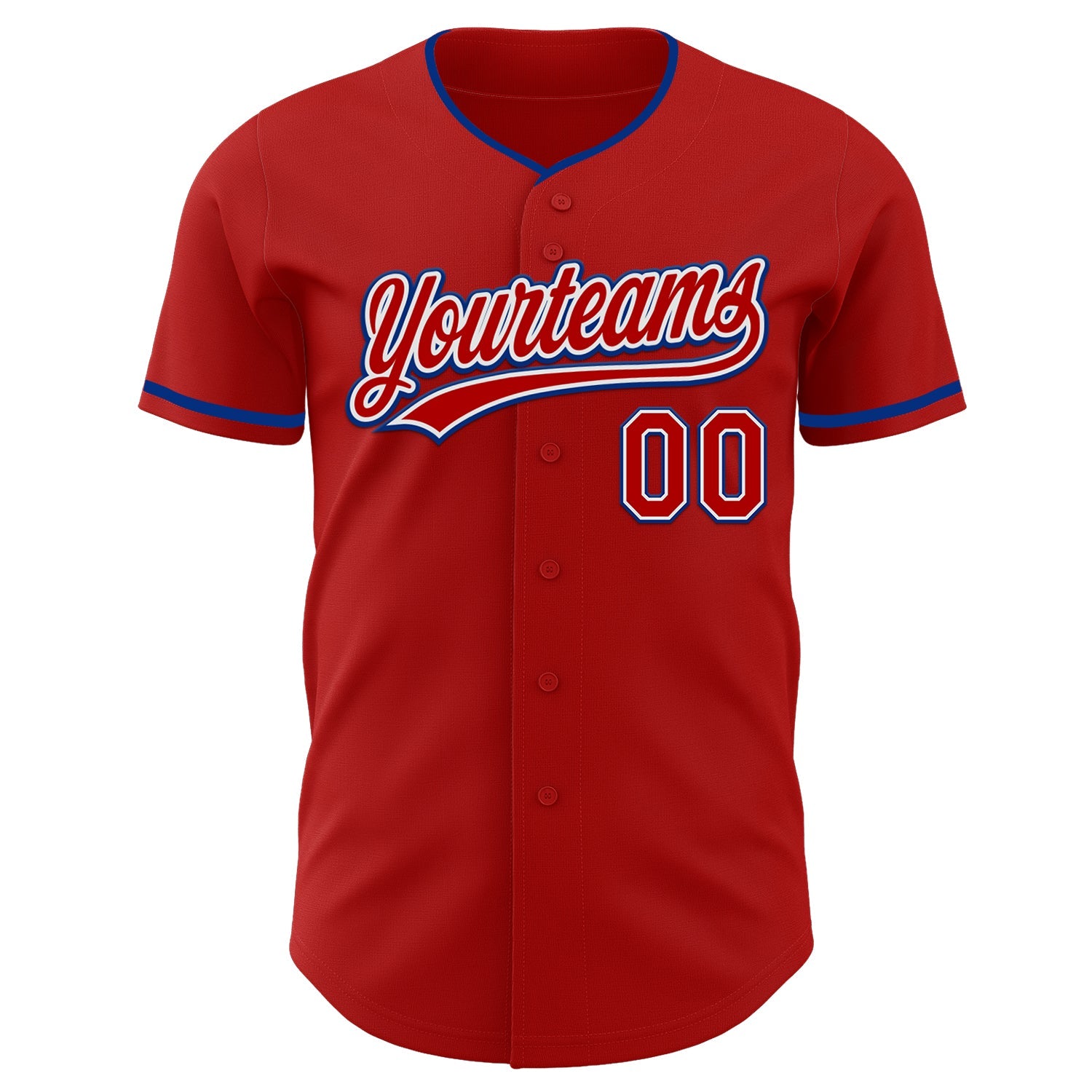 Custom Red White-Royal Authentic Baseball Jersey