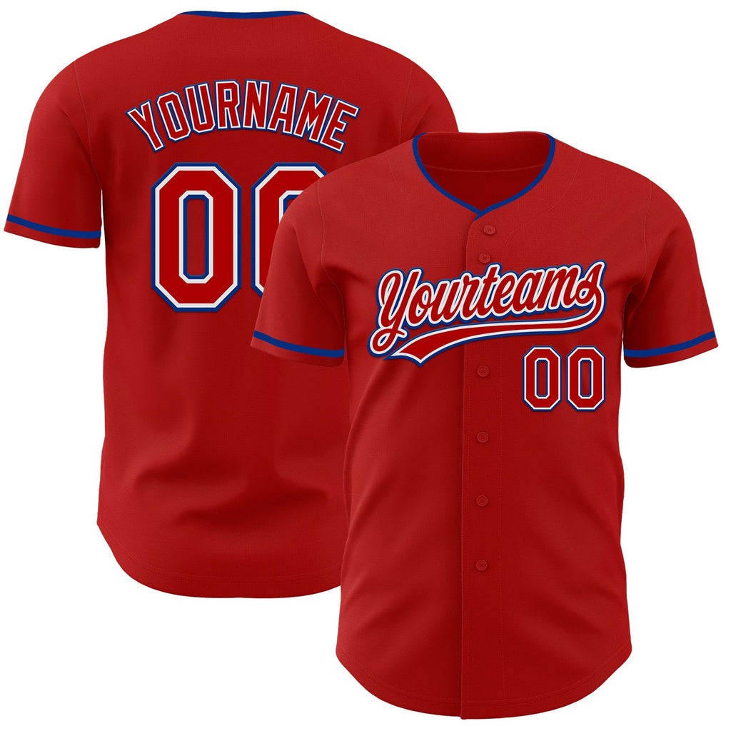 Custom Red White-Royal Authentic Baseball Jersey
