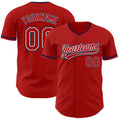 Custom Red White-Navy Authentic Baseball Jersey