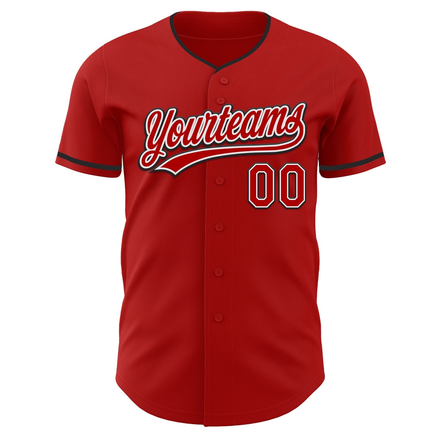 Custom Red White-Black Authentic Baseball Jersey