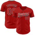 Custom Red White-Black Authentic Baseball Jersey