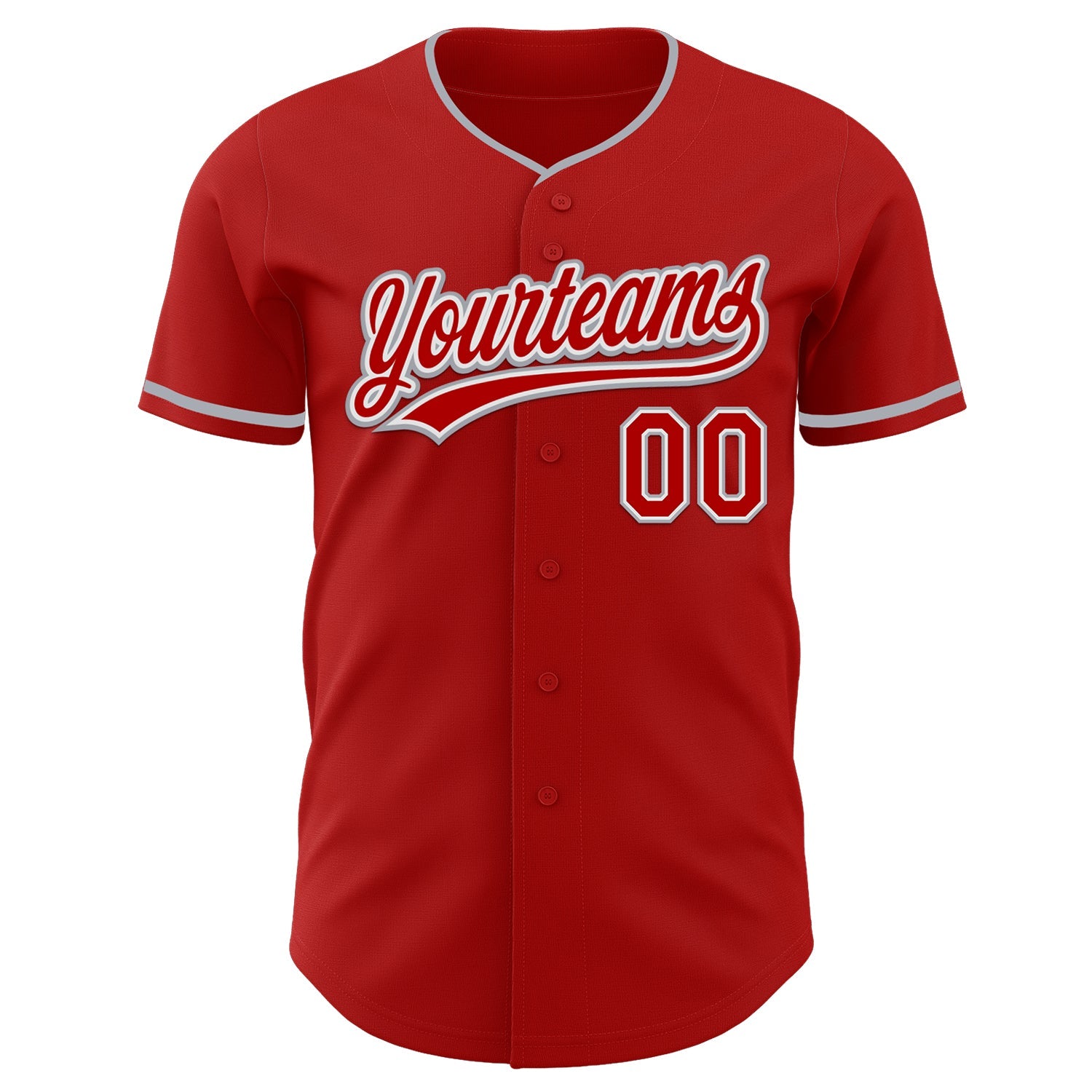 Custom Red White-Gray Authentic Baseball Jersey