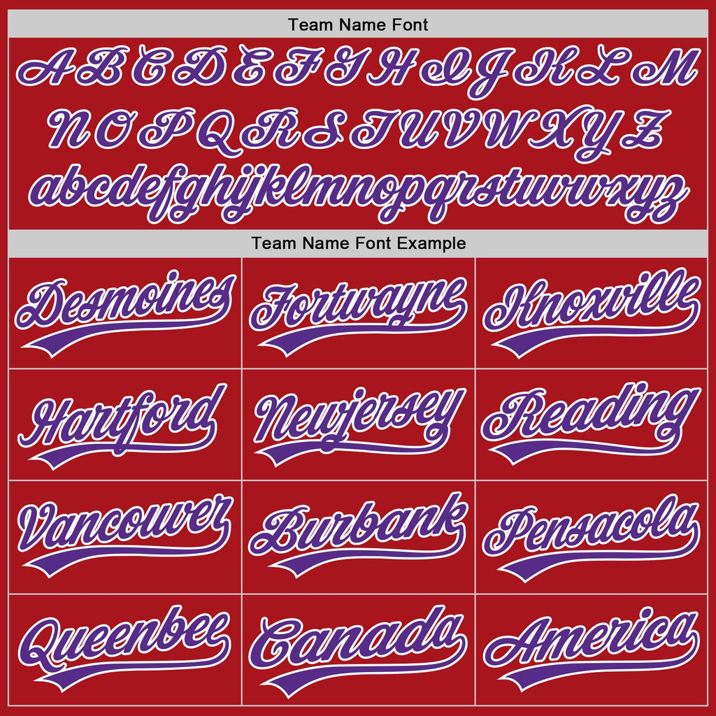 Custom Red Purple-White Authentic Baseball Jersey