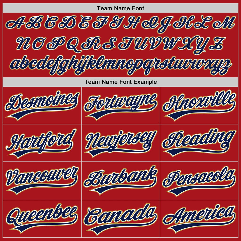 Custom Red Navy White-Old Gold Authentic Baseball Jersey