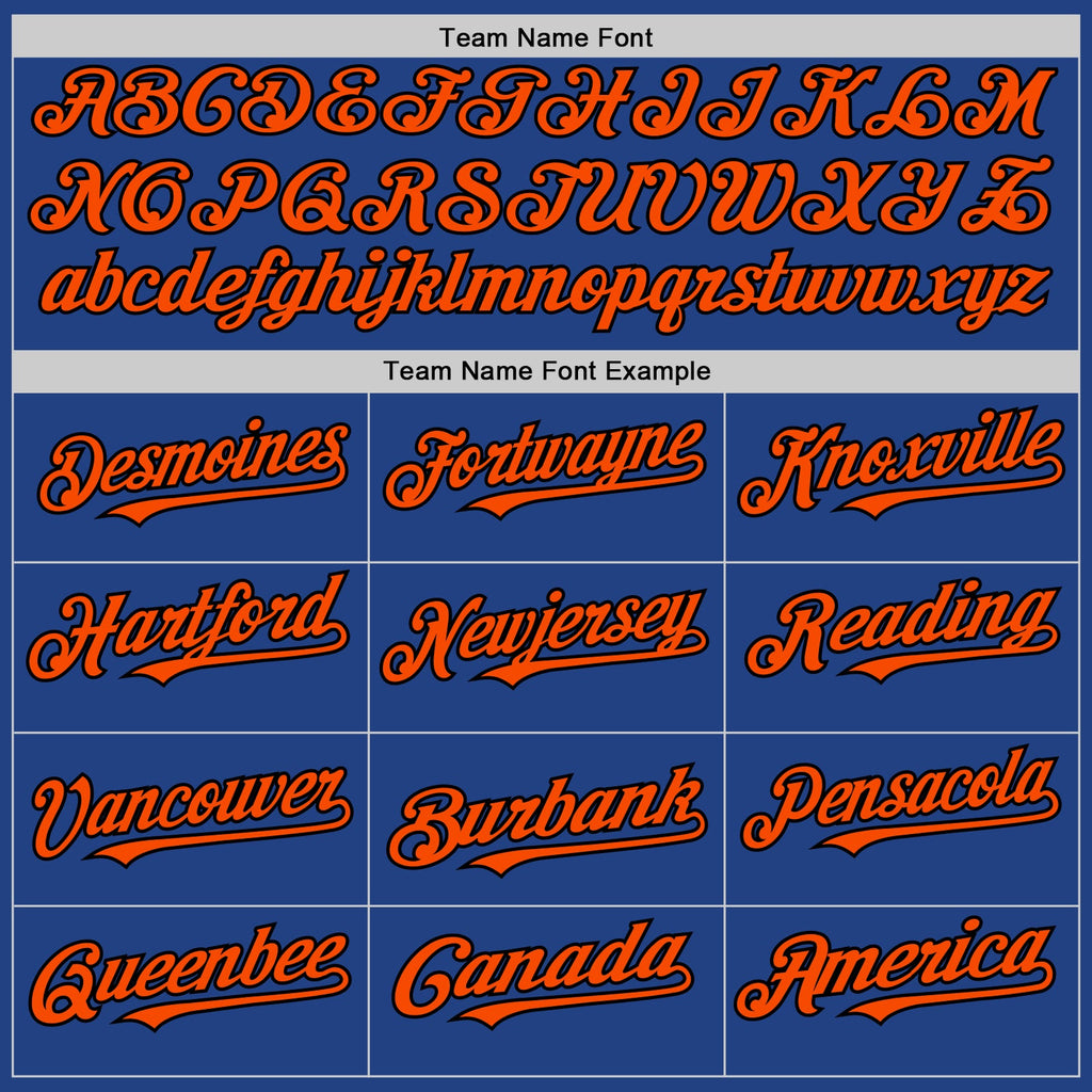 Custom Royal Black-Orange Mesh Authentic Throwback Baseball Jersey