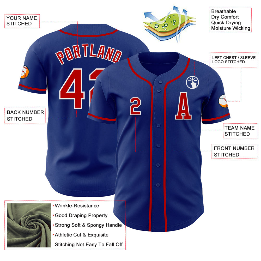 Custom Royal Red-White Authentic Baseball Jersey