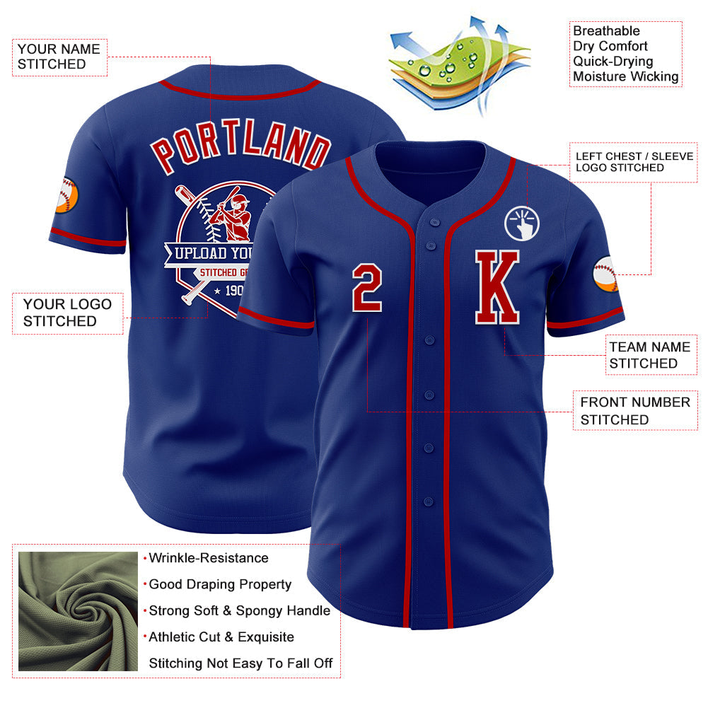 Custom Royal Red-White Authentic Baseball Jersey