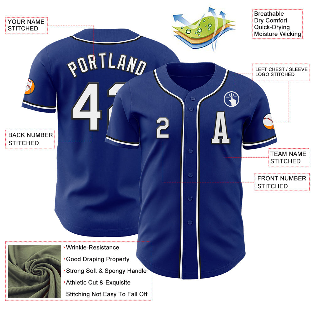 Custom Royal White-Black Authentic Baseball Jersey