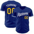 Custom Royal Yellow-White Authentic Baseball Jersey